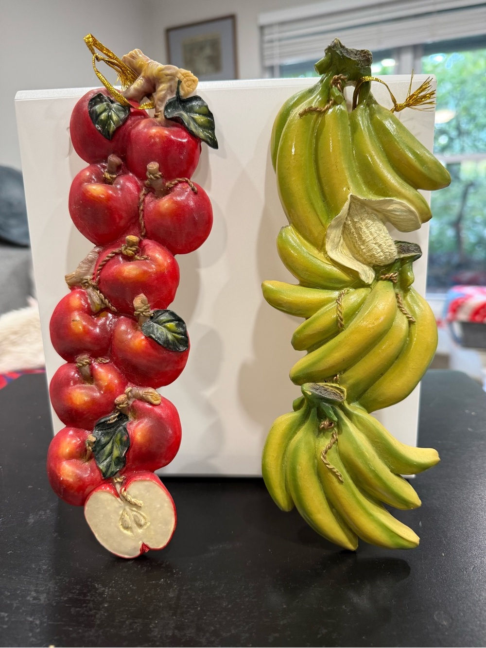 Decorative Apple and Banana Wall Hangings - Red and Yellow